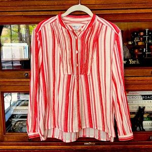 Clare V x Steven Alan Red & Cream Stripe Antoinette French Cotton Blouse Top